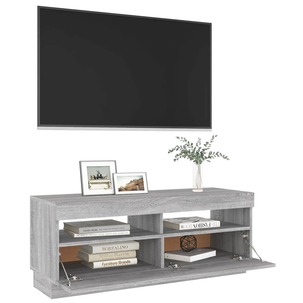 Tv-meubel met LED-verlichting 100x35x40 cm grijs sonoma eiken is nu te koop bij PeponiXL, paradijselijk wonen!