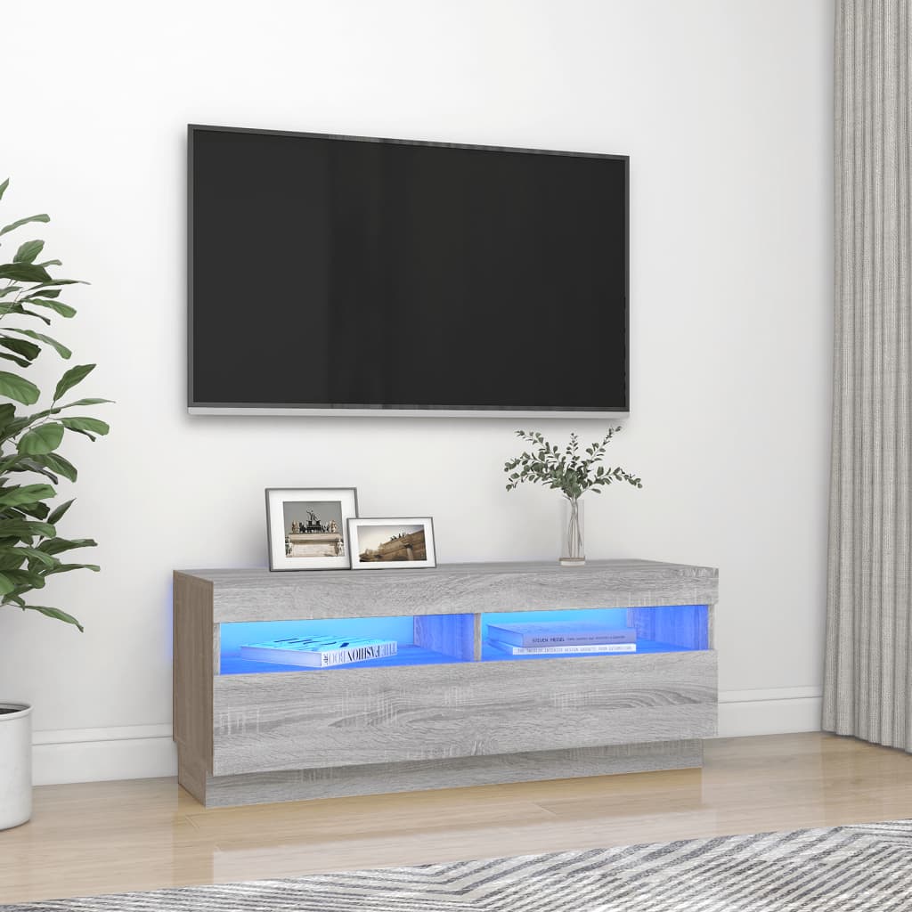 Tv-meubel met LED-verlichting 100x35x40 cm grijs sonoma eiken is nu te koop bij PeponiXL, paradijselijk wonen!
