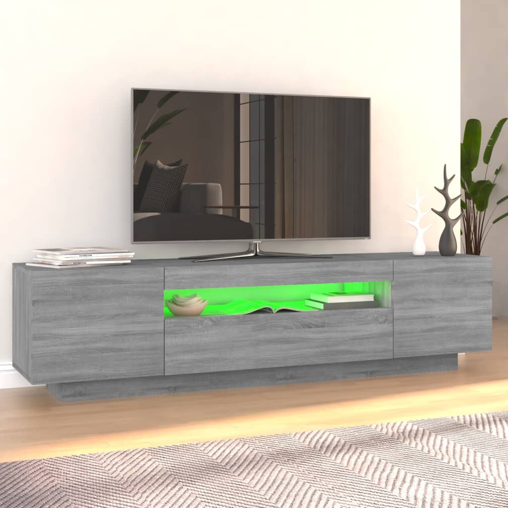 Tv-meubel met LED-verlichting 160x35x40 cm grijs sonoma eiken is nu te koop bij PeponiXL, paradijselijk wonen!