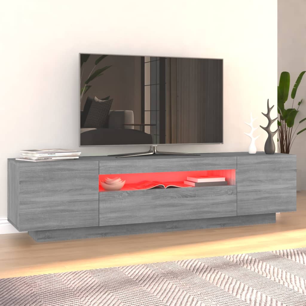 Tv-meubel met LED-verlichting 160x35x40 cm grijs sonoma eiken is nu te koop bij PeponiXL, paradijselijk wonen!