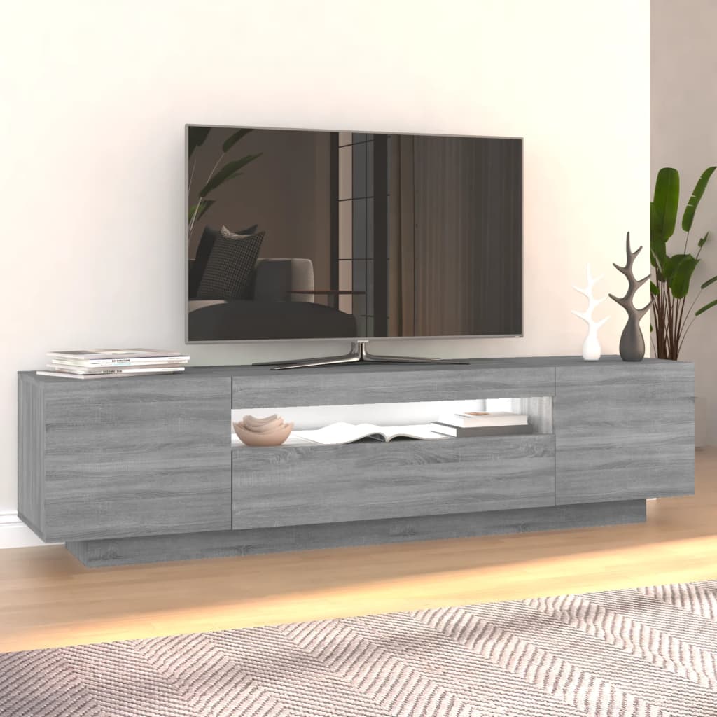 Tv-meubel met LED-verlichting 160x35x40 cm grijs sonoma eiken is nu te koop bij PeponiXL, paradijselijk wonen!