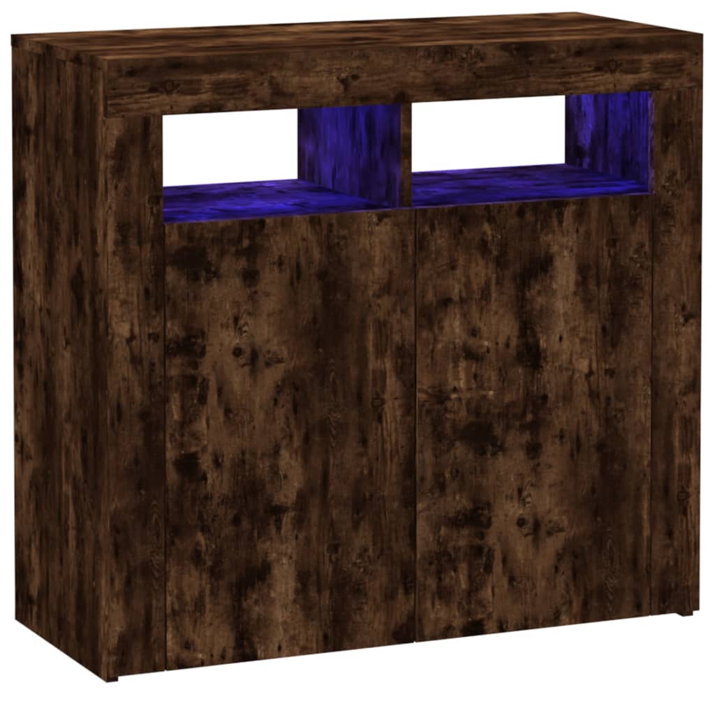 Dressoir met LED-verlichting 80x35x75 cm bruin eiken is nu te koop bij PeponiXL, paradijselijk wonen!