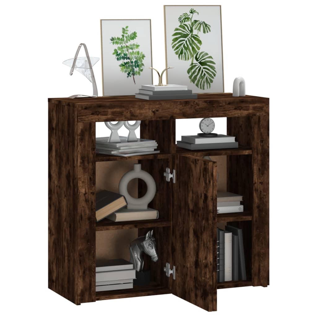 Dressoir met LED-verlichting 80x35x75 cm bruin eiken is nu te koop bij PeponiXL, paradijselijk wonen!