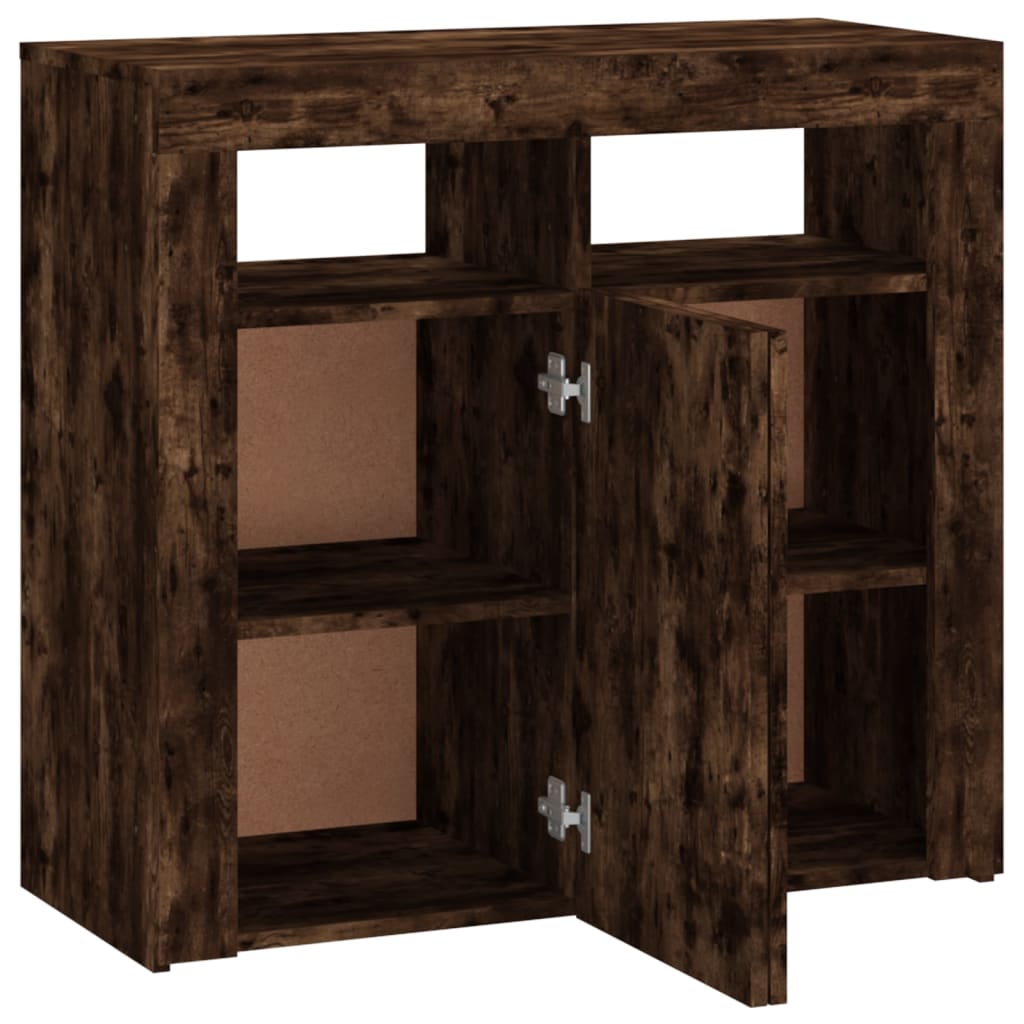 Dressoir met LED-verlichting 80x35x75 cm bruin eiken is nu te koop bij PeponiXL, paradijselijk wonen!