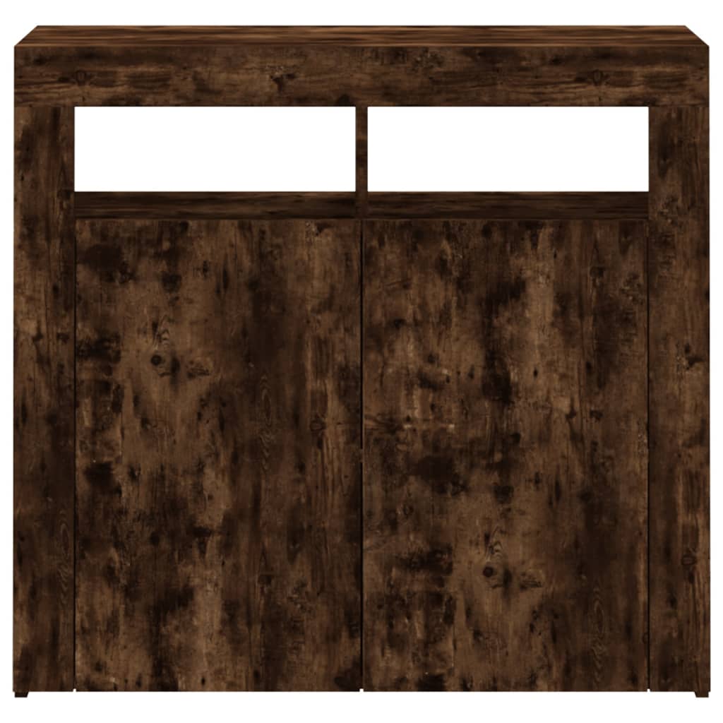 Dressoir met LED-verlichting 80x35x75 cm bruin eiken is nu te koop bij PeponiXL, paradijselijk wonen!