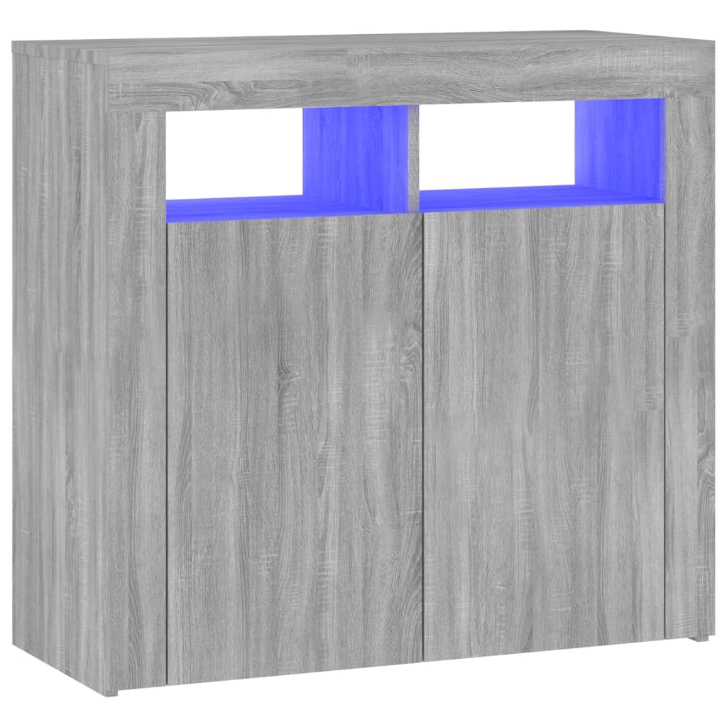 Dressoir met LED-verlichting 80x35x75 cm grijs sonoma eiken is nu te koop bij PeponiXL, paradijselijk wonen!