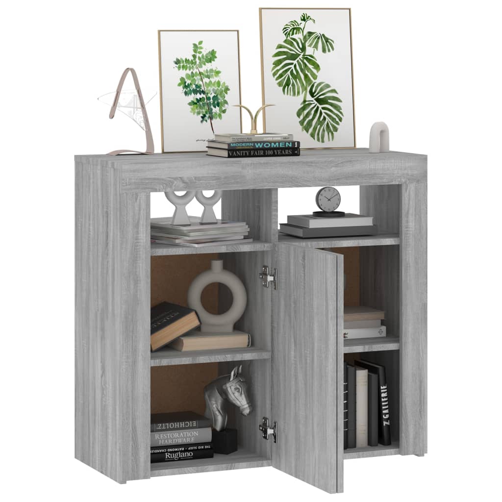 Dressoir met LED-verlichting 80x35x75 cm grijs sonoma eiken is nu te koop bij PeponiXL, paradijselijk wonen!