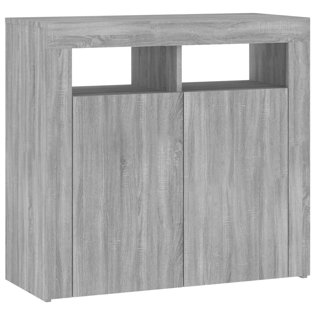 Dressoir met LED-verlichting 80x35x75 cm grijs sonoma eiken is nu te koop bij PeponiXL, paradijselijk wonen!