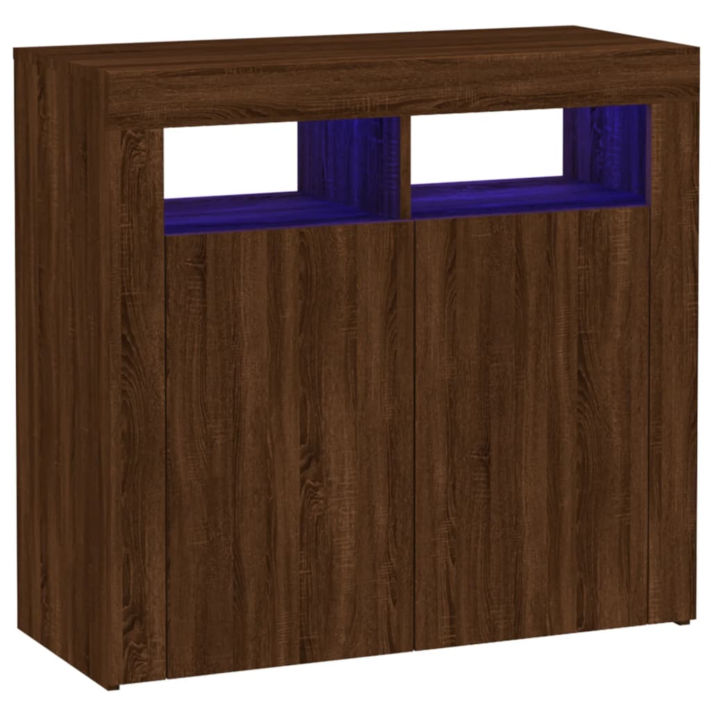 Dressoir met LED-verlichting 80x35x75 cm bruin eiken is nu te koop bij PeponiXL, paradijselijk wonen!