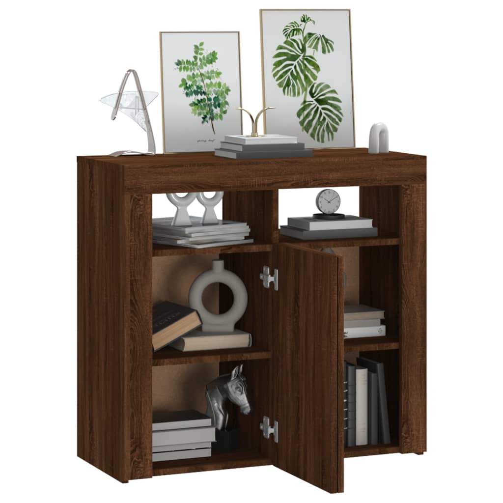 Dressoir met LED-verlichting 80x35x75 cm bruin eiken is nu te koop bij PeponiXL, paradijselijk wonen!