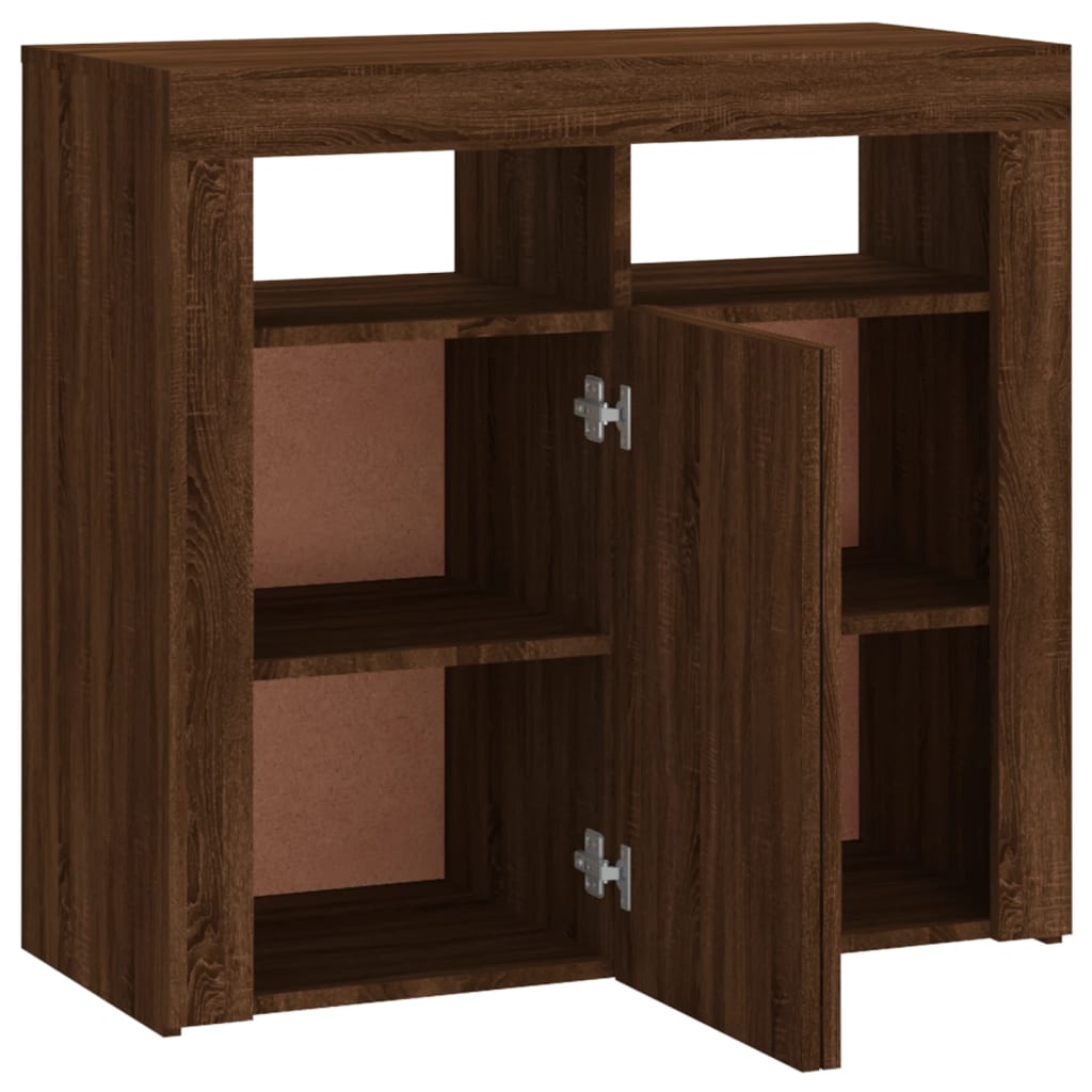 Dressoir met LED-verlichting 80x35x75 cm bruin eiken is nu te koop bij PeponiXL, paradijselijk wonen!