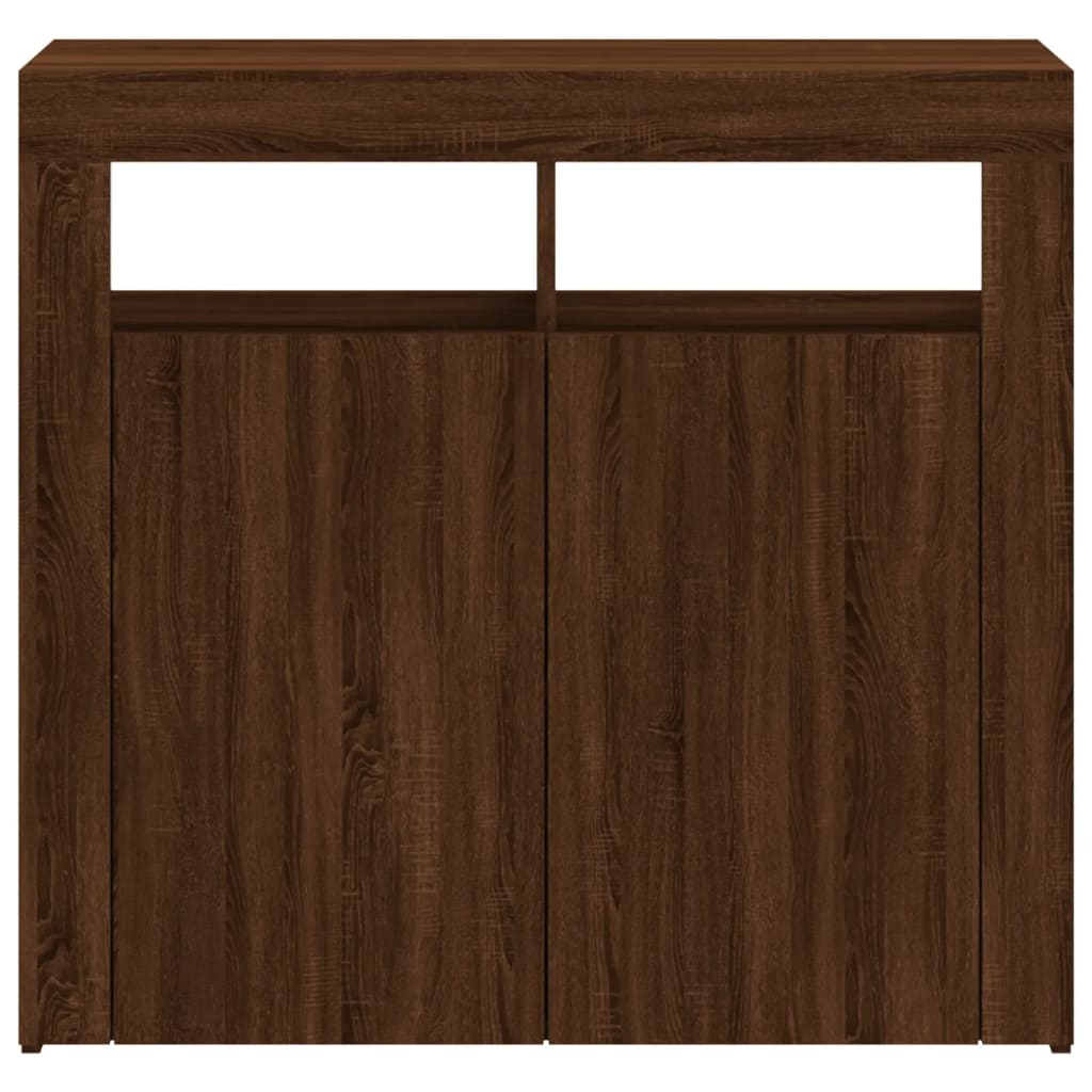 Dressoir met LED-verlichting 80x35x75 cm bruin eiken is nu te koop bij PeponiXL, paradijselijk wonen!