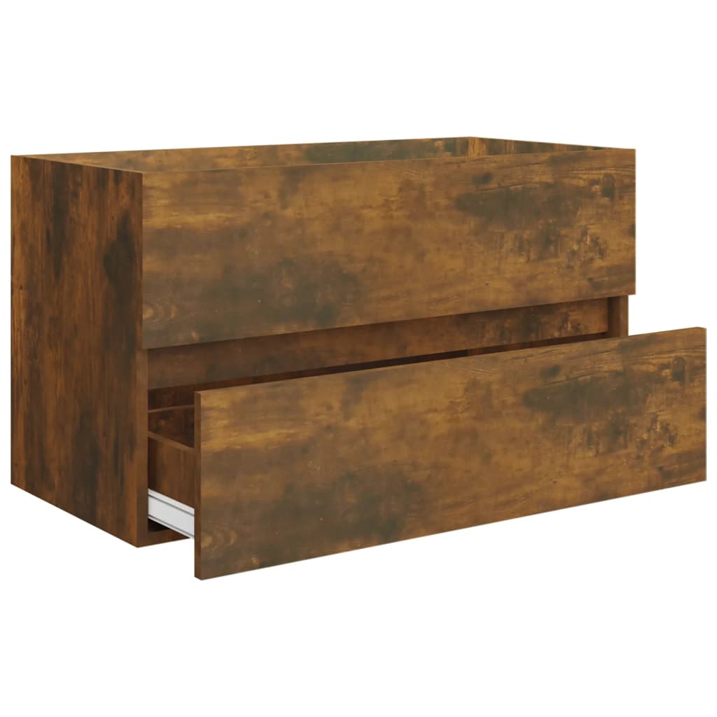 2-delige Badkamermeubelset bewerkt hout gerookt eikenkleurig is nu te koop bij PeponiXL, paradijselijk wonen!