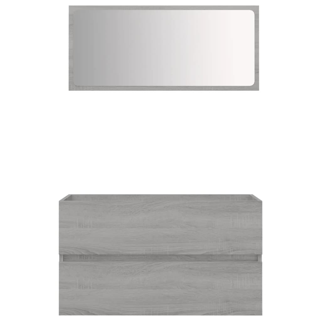 2-delige Badkamermeubelset bewerkt hout grijs sonoma eikenkleur is nu te koop bij PeponiXL, paradijselijk wonen!
