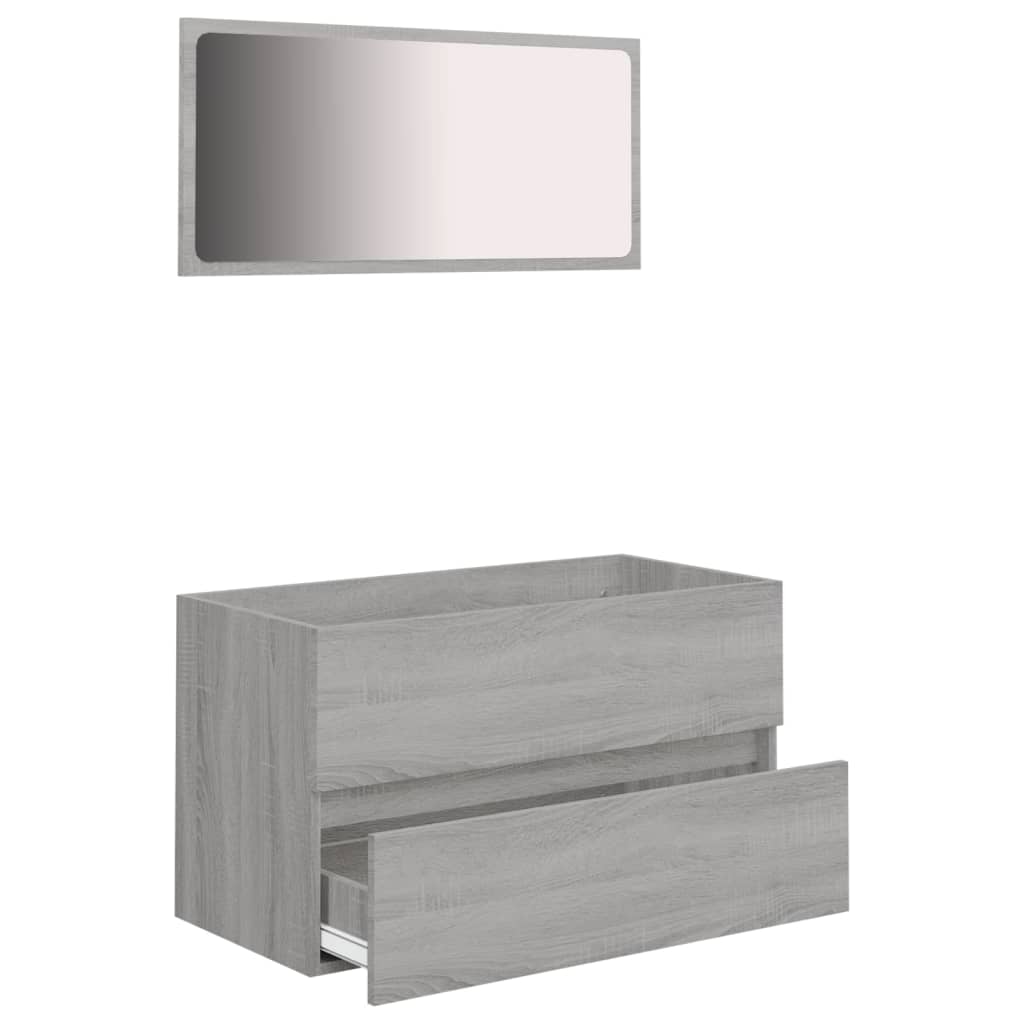 2-delige Badkamermeubelset bewerkt hout grijs sonoma eikenkleur is nu te koop bij PeponiXL, paradijselijk wonen!