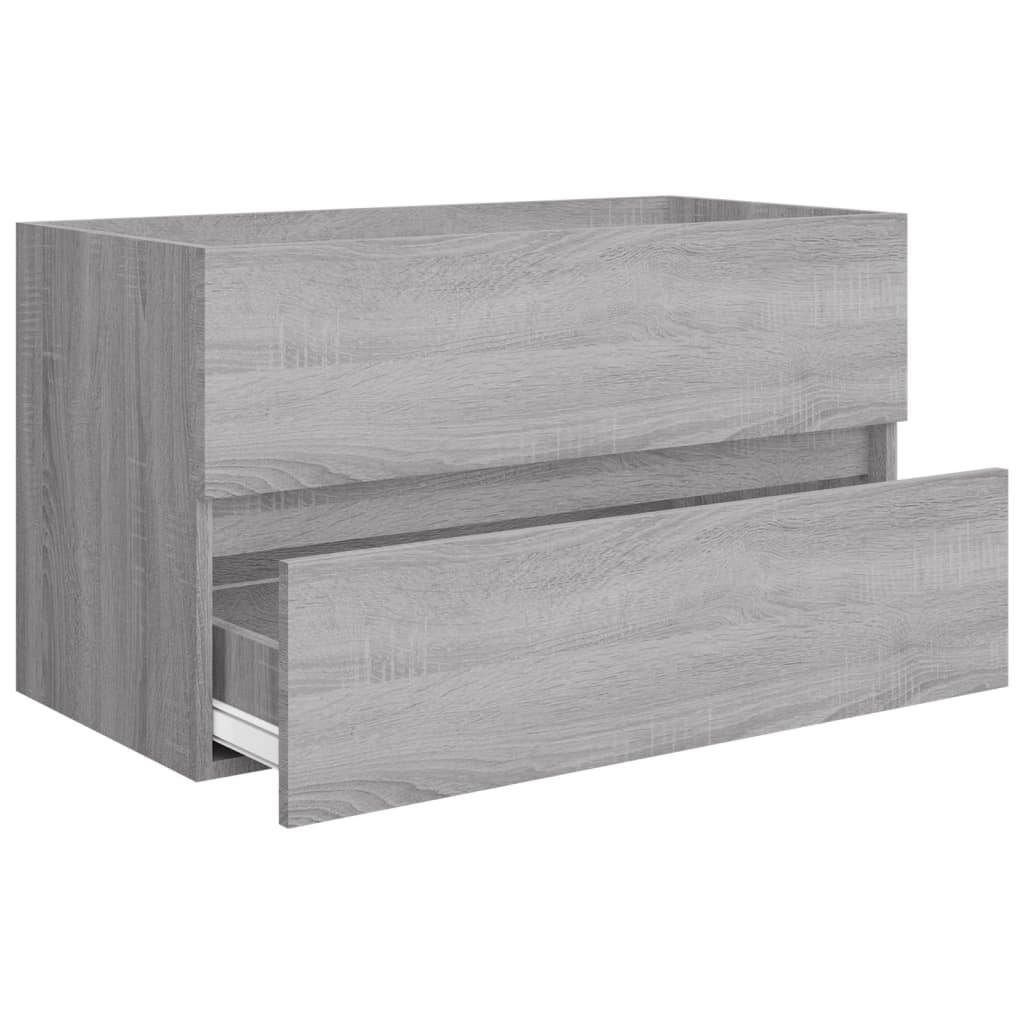 2-delige Badkamermeubelset bewerkt hout grijs sonoma eikenkleur is nu te koop bij PeponiXL, paradijselijk wonen!