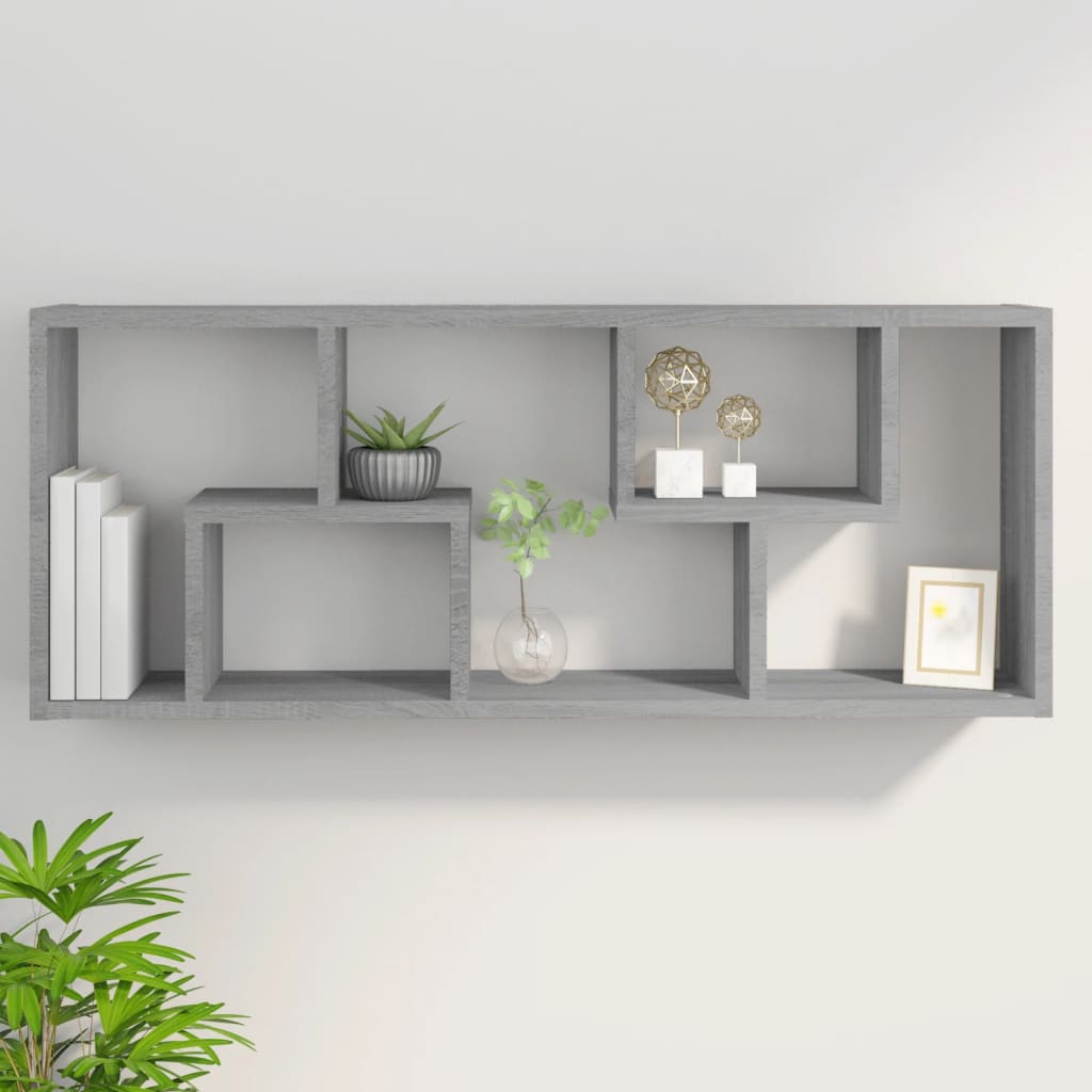 Wandschap 36x16x90 cm bewerkt hout grijs sonoma eikenkleurig is nu te koop bij PeponiXL, paradijselijk wonen!