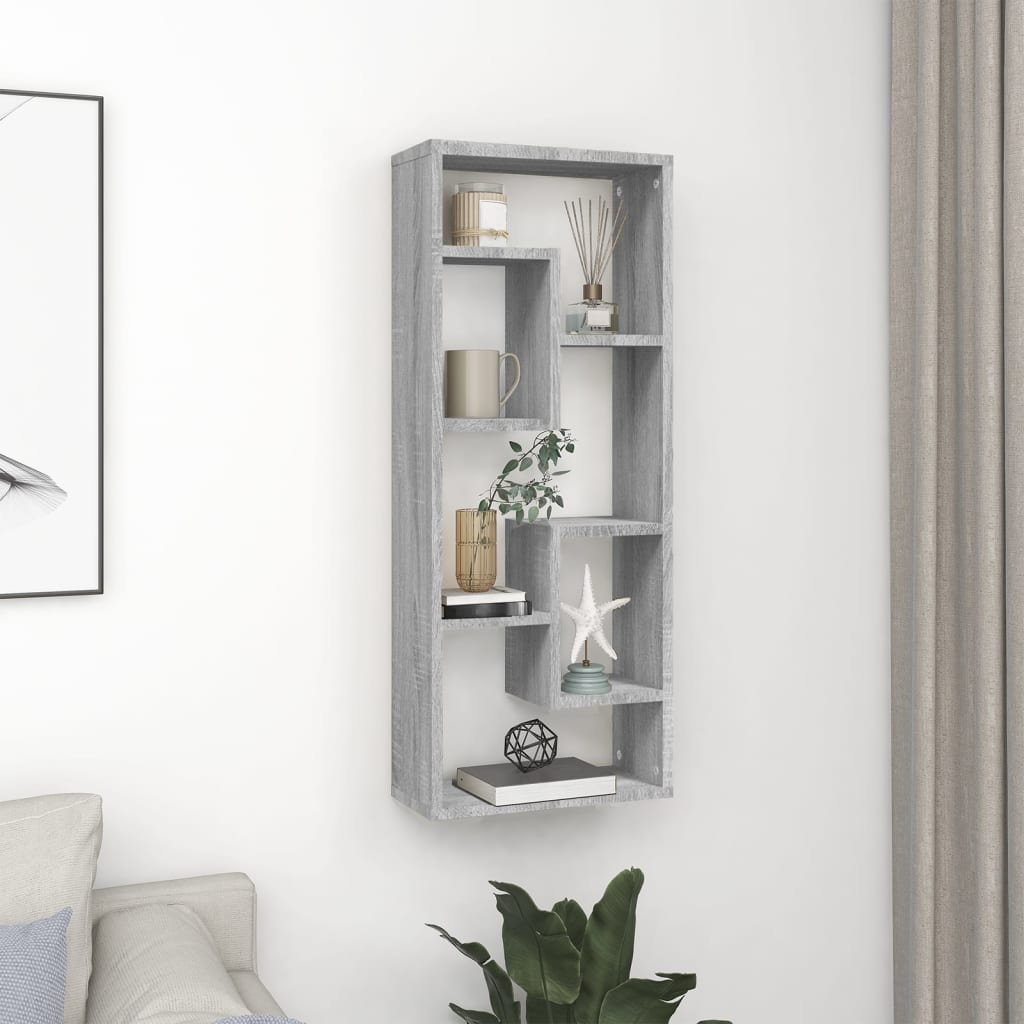 Wandschap 36x16x90 cm bewerkt hout grijs sonoma eikenkleurig is nu te koop bij PeponiXL, paradijselijk wonen!