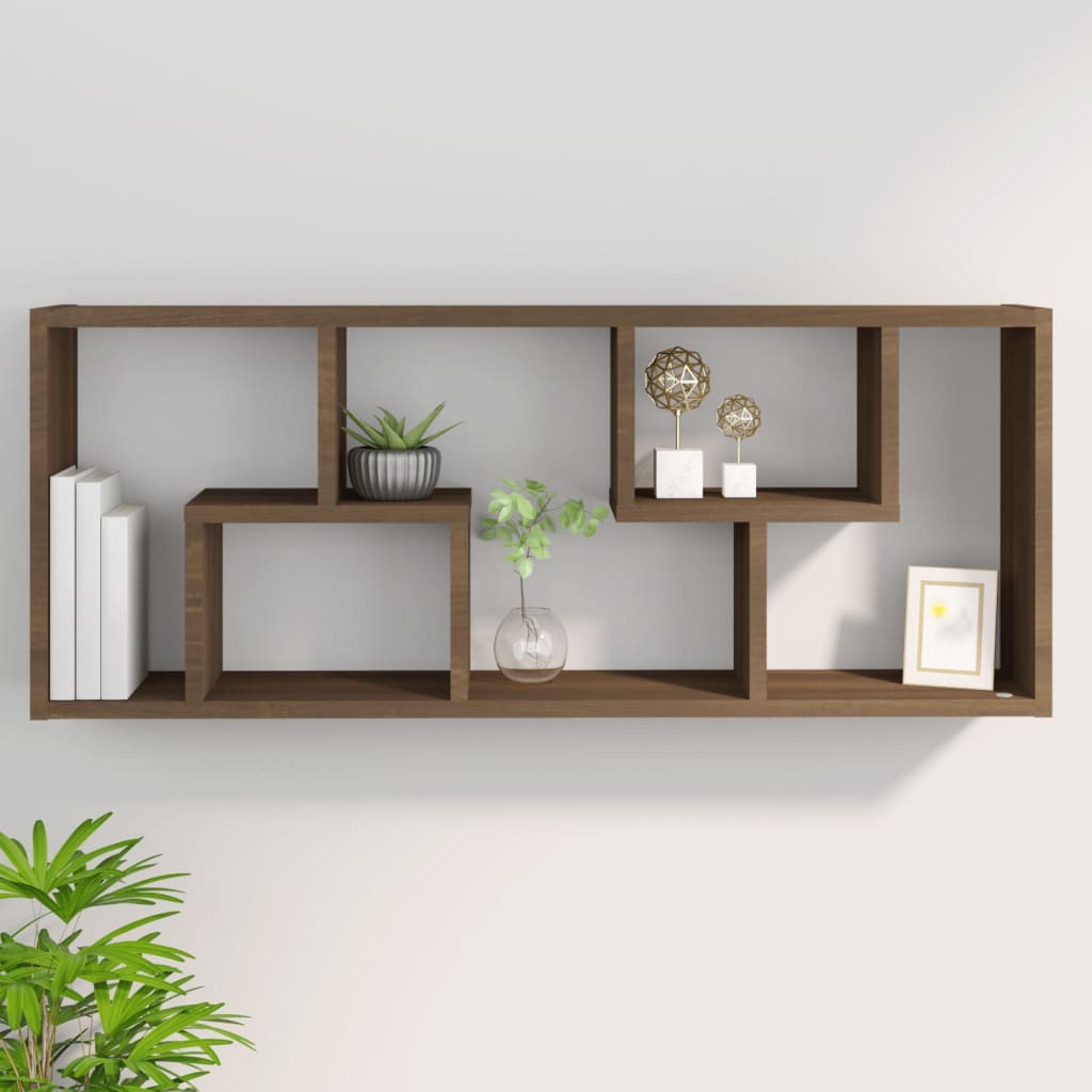 Wandschap 36x16x90 cm bewerkt hout bruin eikenkleur is nu te koop bij PeponiXL, paradijselijk wonen!