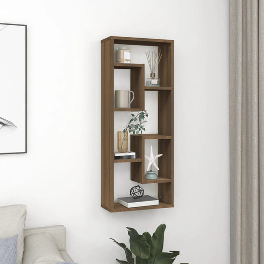 Wandschap 36x16x90 cm bewerkt hout bruin eikenkleur is nu te koop bij PeponiXL, paradijselijk wonen!