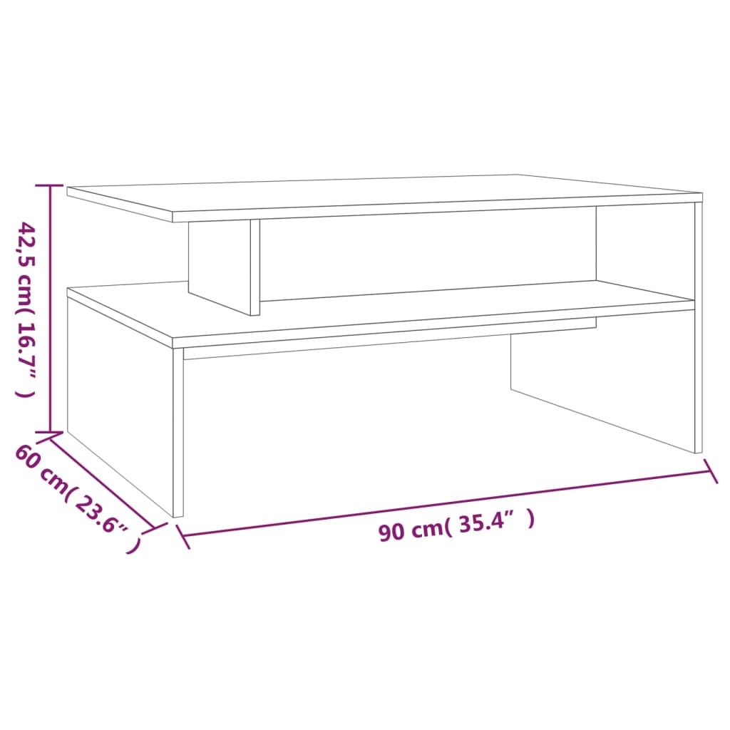 Salontafel 90x60x42,5 cm bewerkt hout gerookt eikenkleurig is nu te koop bij PeponiXL, paradijselijk wonen!