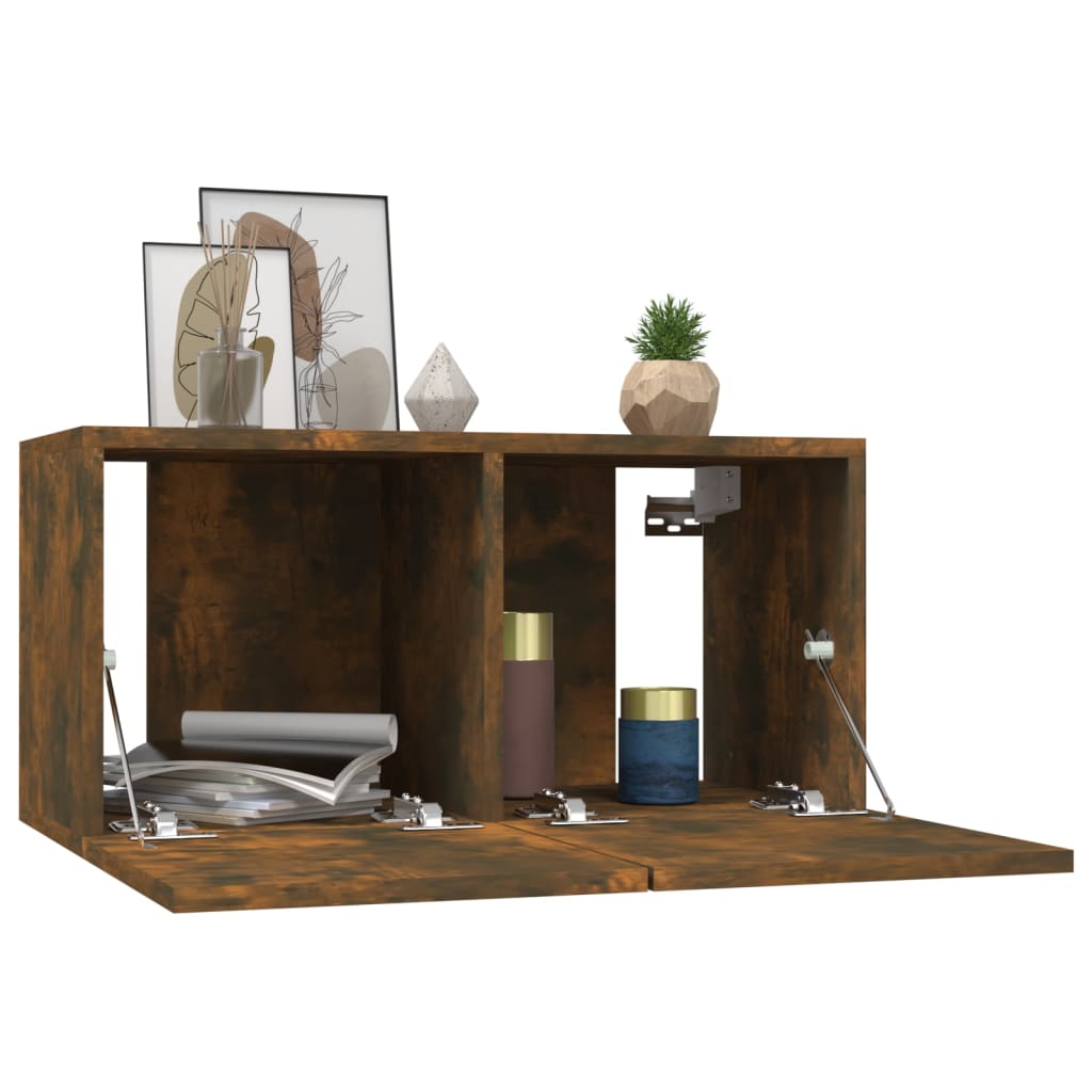 Tv-meubel hangend 60x30x30 cm bewerkt hout gerookt eikenkleurig is nu te koop bij PeponiXL, paradijselijk wonen!