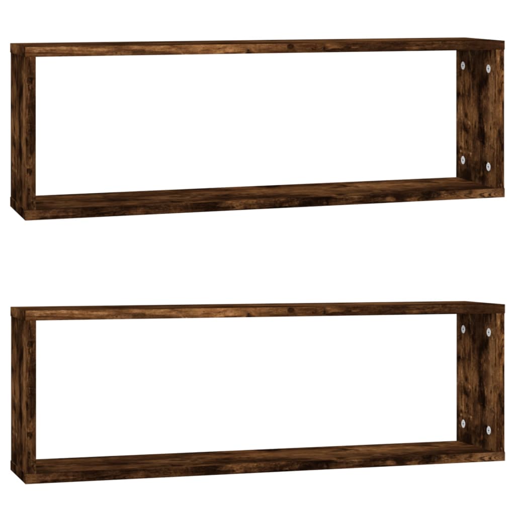 Wandschappen kubus 2 st 80x15x26,5 cm hout gerookt eikenkleurig is nu te koop bij PeponiXL, paradijselijk wonen!