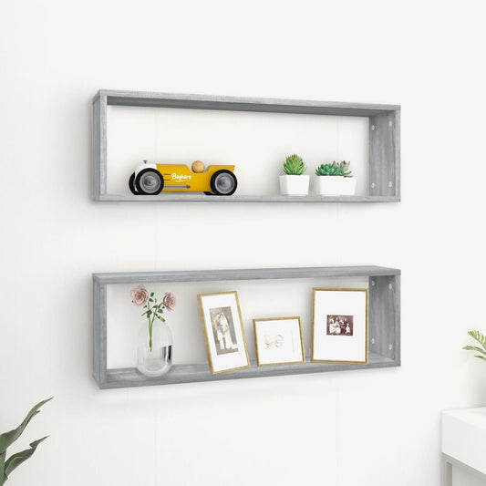 Wandschappen kubus 2 st 80x15x26,5 cm bewerkt hout grijs sonoma is nu te koop bij PeponiXL, paradijselijk wonen!