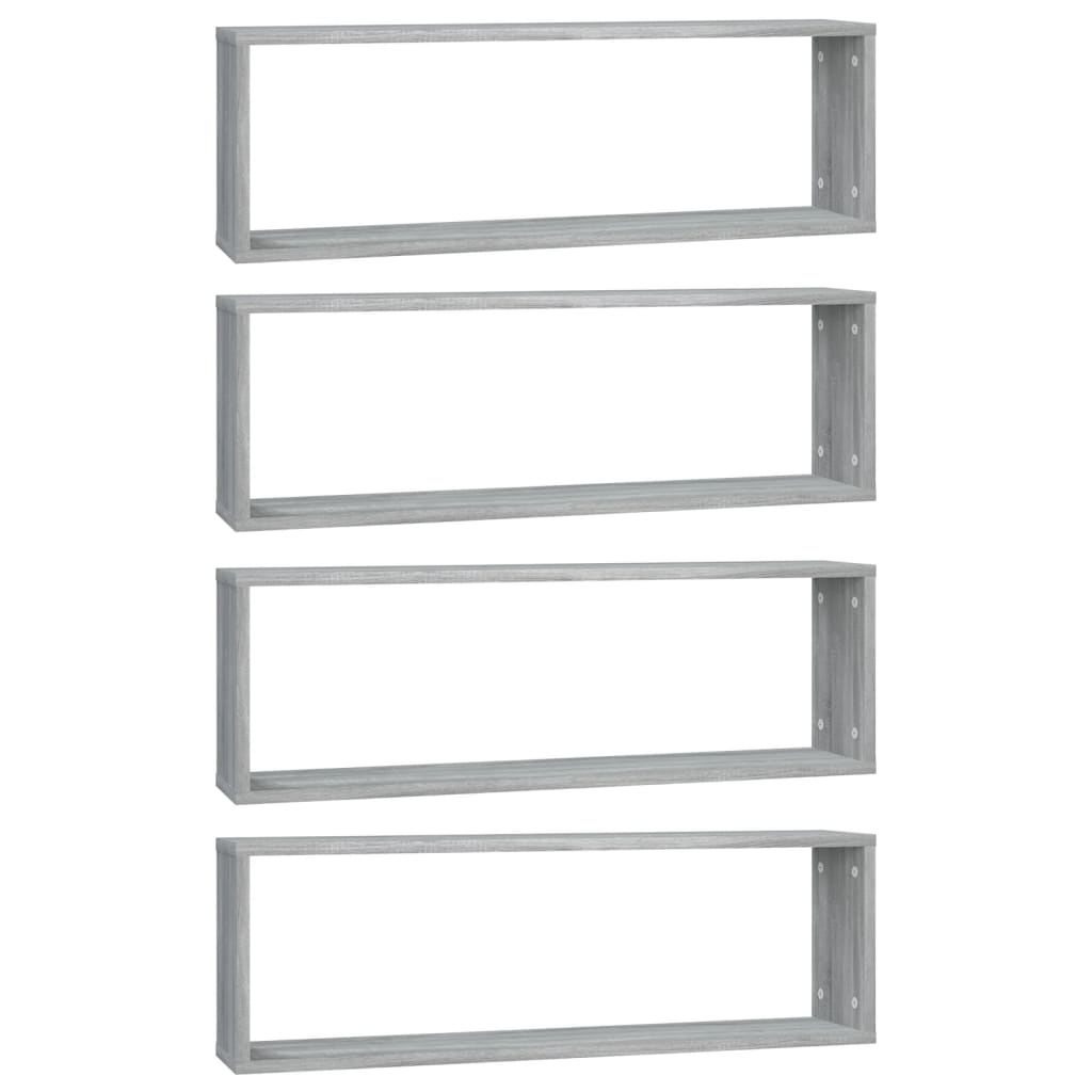 Wandschappen kubus 4 st 80x15x26,5 cm bewerkt hout grijs sonoma is nu te koop bij PeponiXL, paradijselijk wonen!