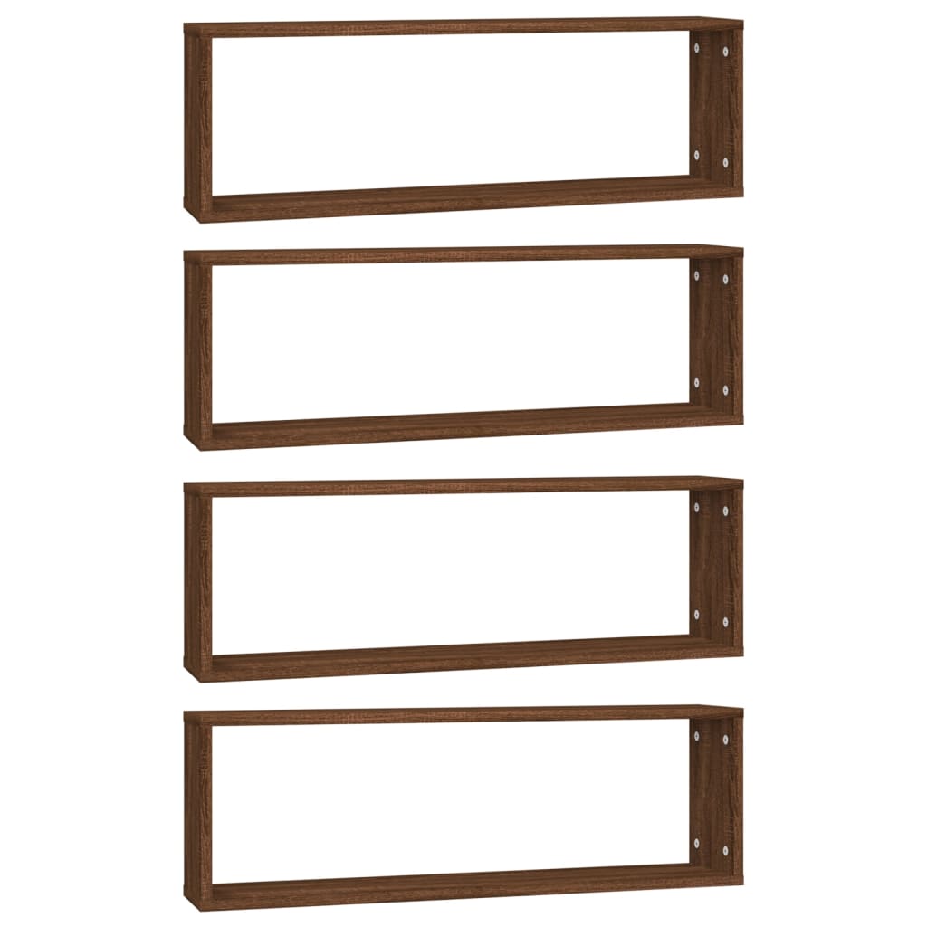 Wandschappen kubus 4 st 80x15x26,5 cm hout bruin eikenkleur is nu te koop bij PeponiXL, paradijselijk wonen!