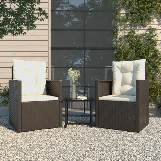 3-delige Loungeset met kussens poly rattan zwart is nu te koop bij PeponiXL, paradijselijk wonen!
