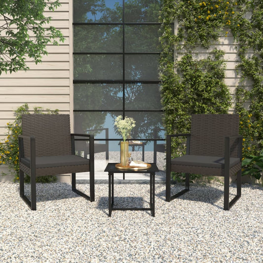 3-delige Loungeset met kussens poly rattan zwart is nu te koop bij PeponiXL, paradijselijk wonen!
