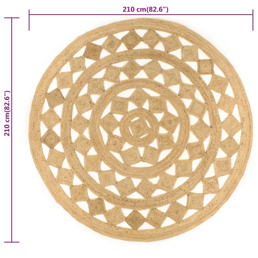 Vloerkleed handgemaakt 210 cm gevlochten jute is nu te koop bij PeponiXL, paradijselijk wonen!