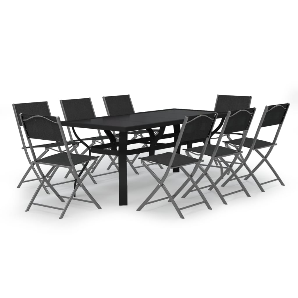 9-delige Tuinset grijs en zwart is nu te koop bij PeponiXL, paradijselijk wonen!