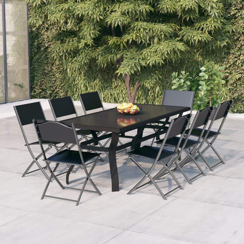 9-delige Tuinset grijs en zwart is nu te koop bij PeponiXL, paradijselijk wonen!
