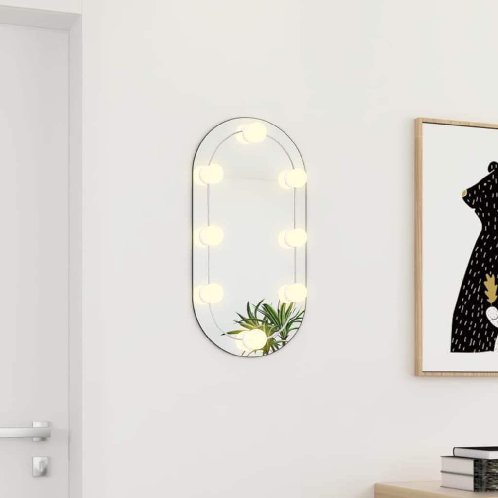 Spiegel met LED-verlichting ovaal 60x30 cm glas is nu te koop bij PeponiXL, paradijselijk wonen!