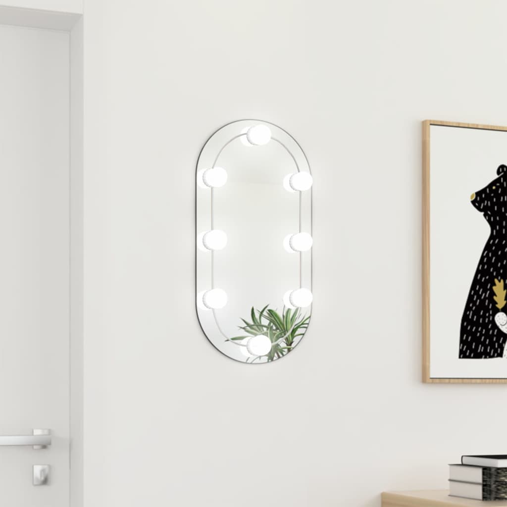 Spiegel met LED-verlichting ovaal 60x30 cm glas is nu te koop bij PeponiXL, paradijselijk wonen!