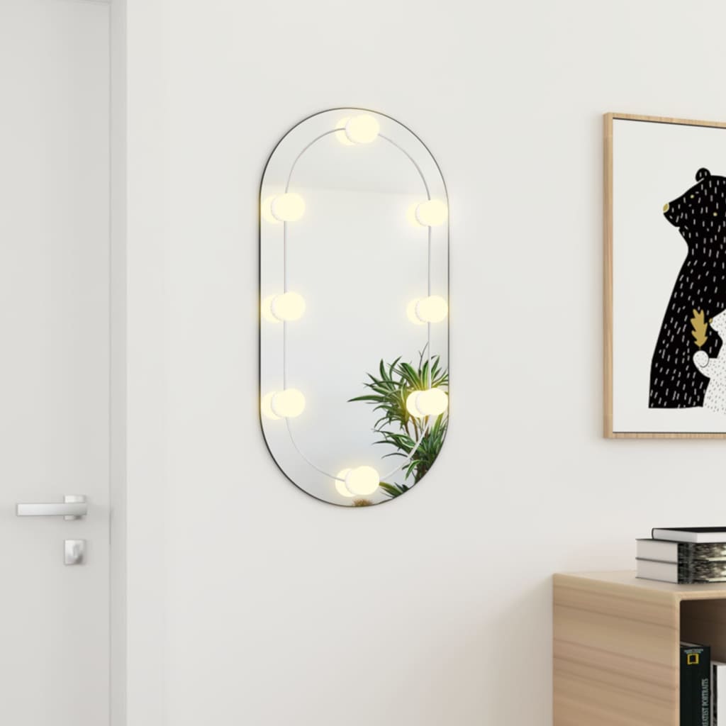 Spiegel met LED-verlichting ovaal 80x40 cm glas is nu te koop bij PeponiXL, paradijselijk wonen!