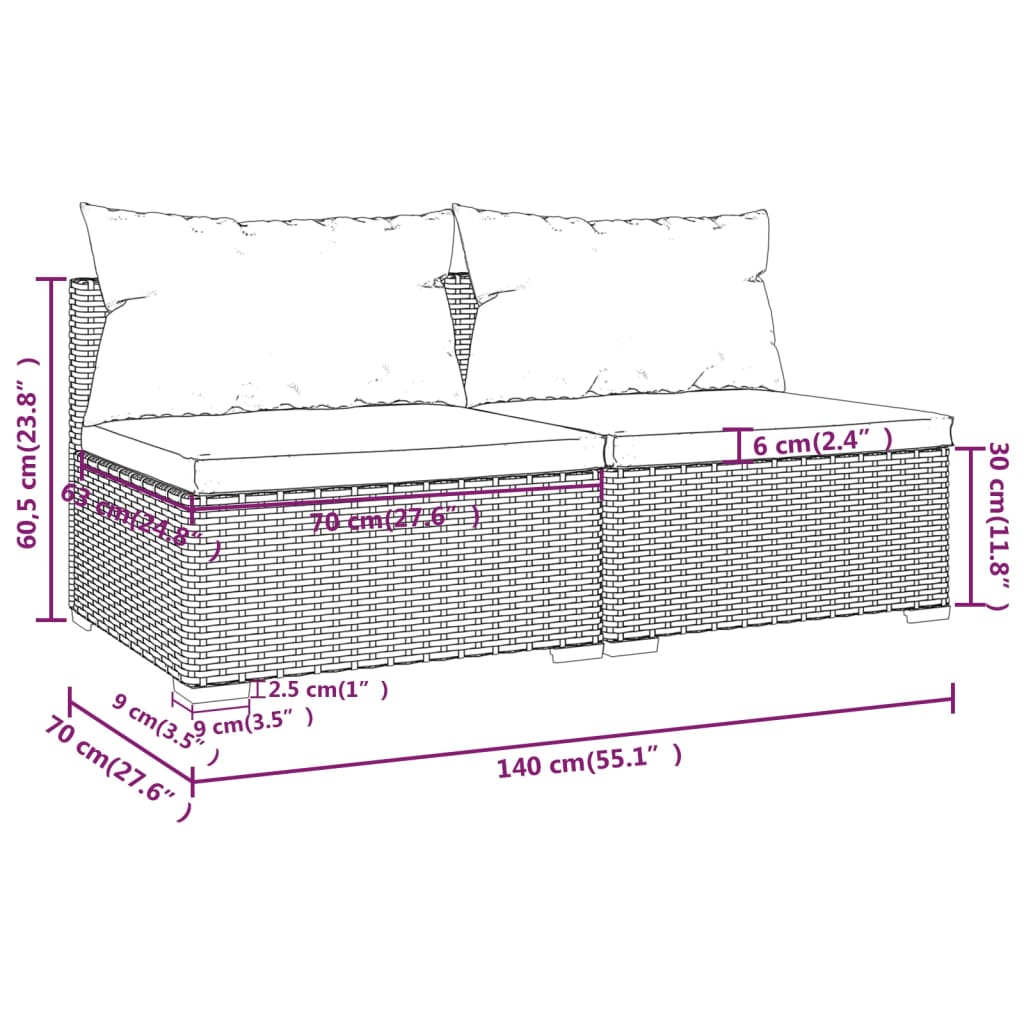 2-delige Loungeset met kussens poly rattan bruin is nu te koop bij PeponiXL, paradijselijk wonen!