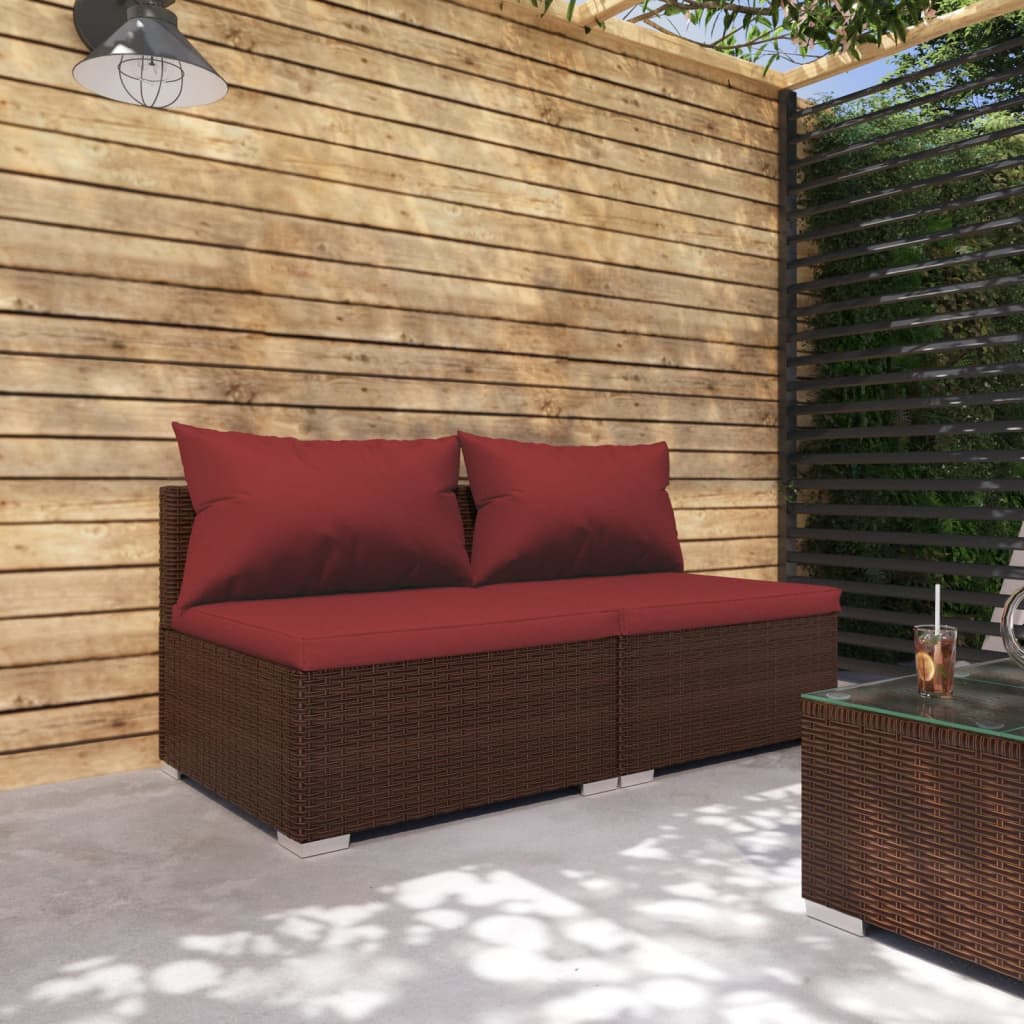 2-delige Loungeset met kussens poly rattan bruin is nu te koop bij PeponiXL, paradijselijk wonen!