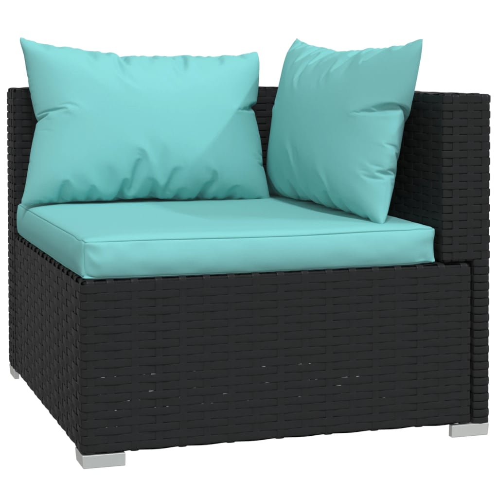 8-delige Loungeset met kussens poly rattan zwart is nu te koop bij PeponiXL, paradijselijk wonen!