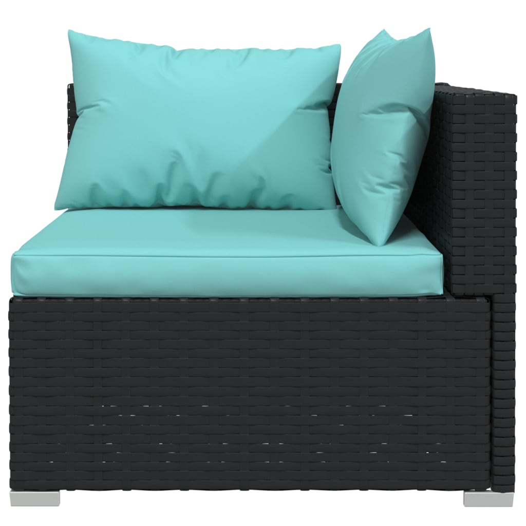 6-delige Loungeset met kussens poly rattan zwart is nu te koop bij PeponiXL, paradijselijk wonen!