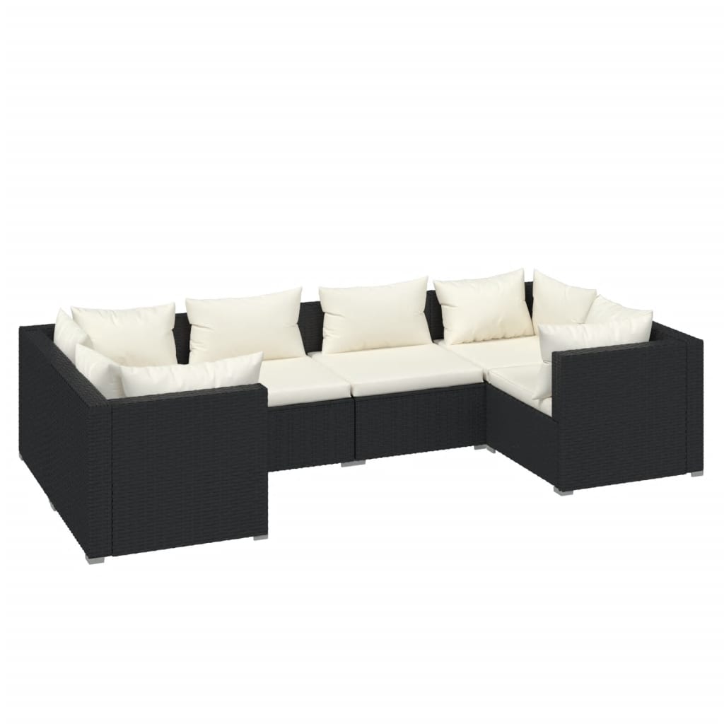 6-delige Loungeset met kussens poly rattan zwart is nu te koop bij PeponiXL, paradijselijk wonen!