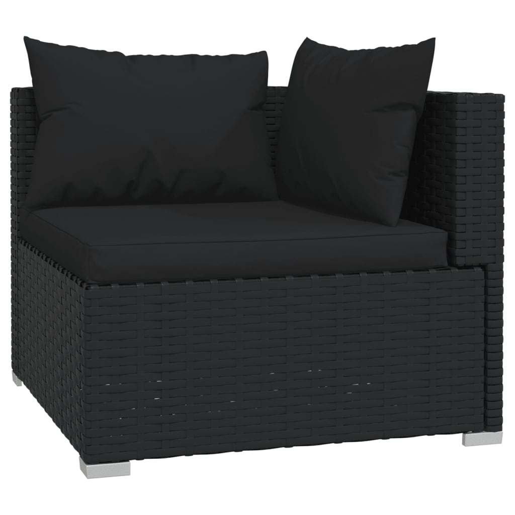 6-delige Loungeset met kussens poly rattan zwart is nu te koop bij PeponiXL, paradijselijk wonen!