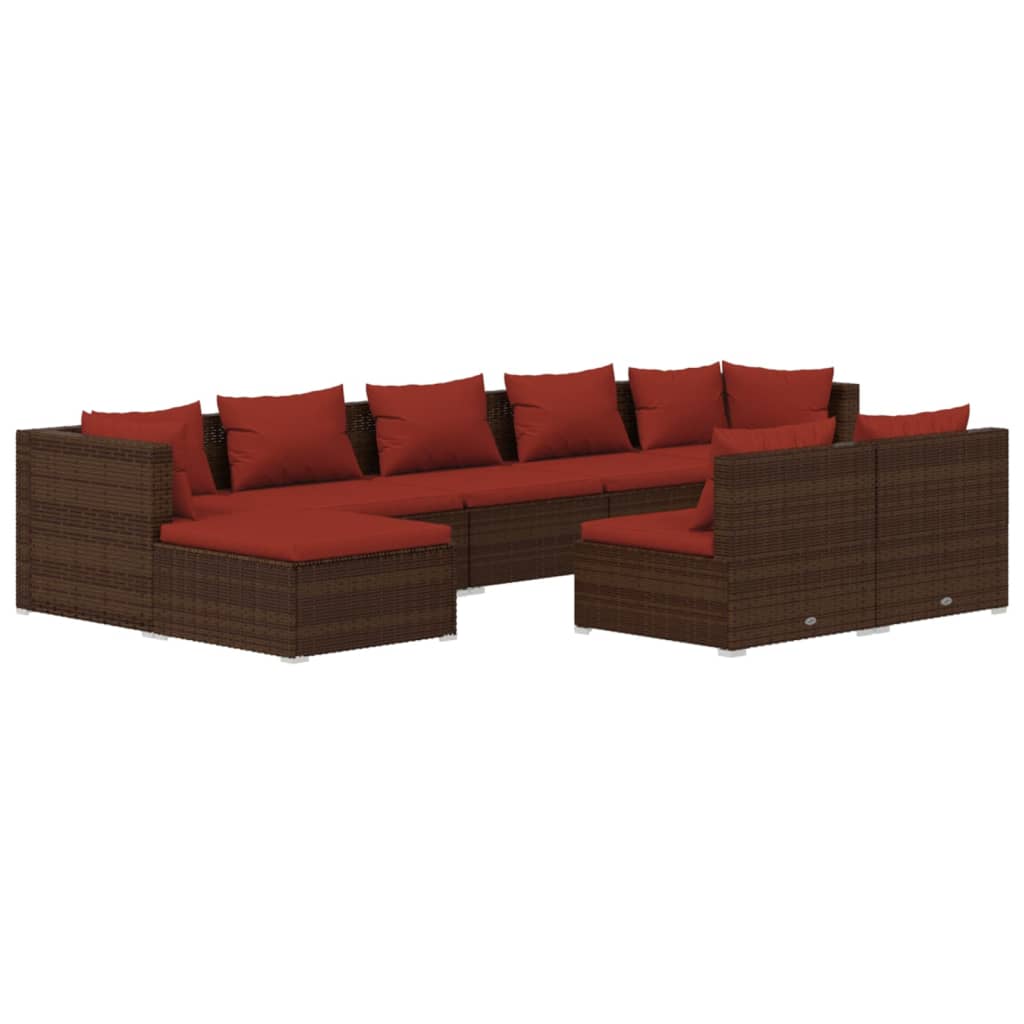 9-delige Loungeset met kussens poly rattan bruin is nu te koop bij PeponiXL, paradijselijk wonen!