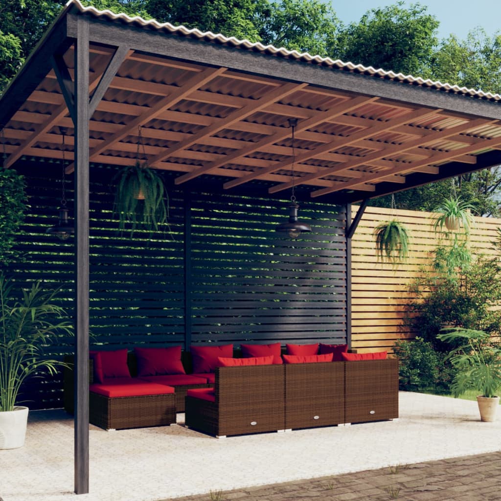 10-delige Loungeset met kussens poly rattan bruin is nu te koop bij PeponiXL, paradijselijk wonen!
