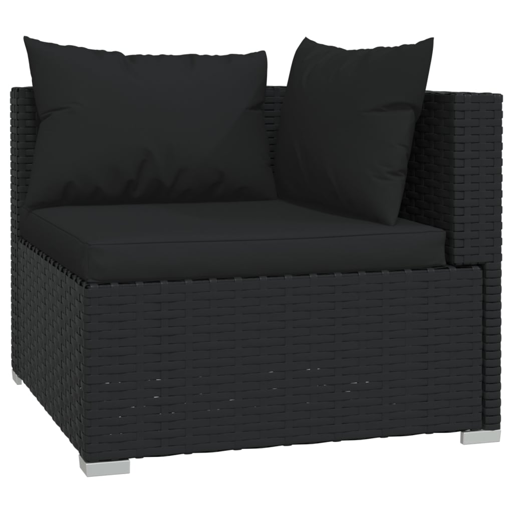 6-delige Loungeset met kussens poly rattan zwart is nu te koop bij PeponiXL, paradijselijk wonen!