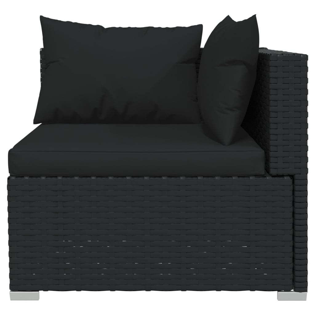 6-delige Loungeset met kussens poly rattan zwart is nu te koop bij PeponiXL, paradijselijk wonen!