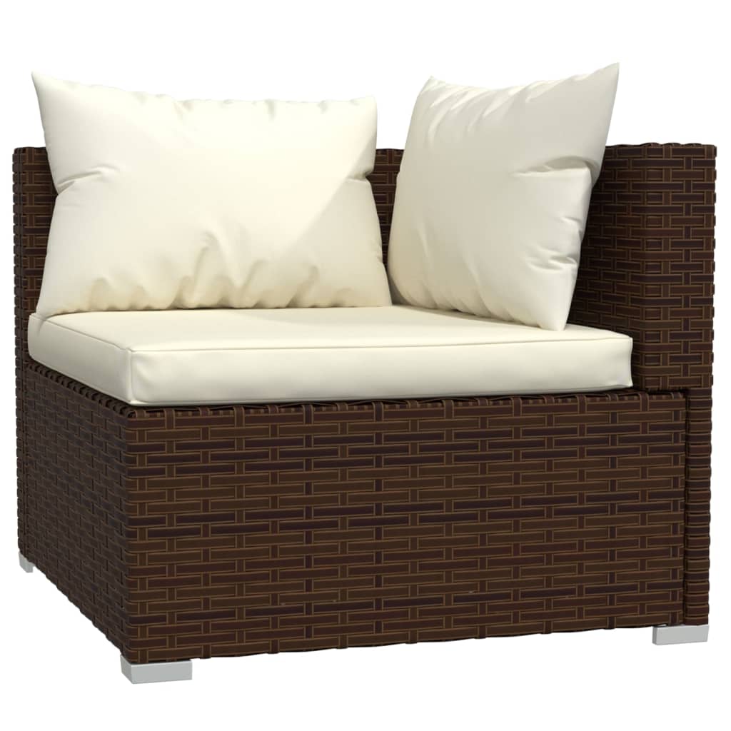 6-delige Loungeset met kussens poly rattan bruin is nu te koop bij PeponiXL, paradijselijk wonen!
