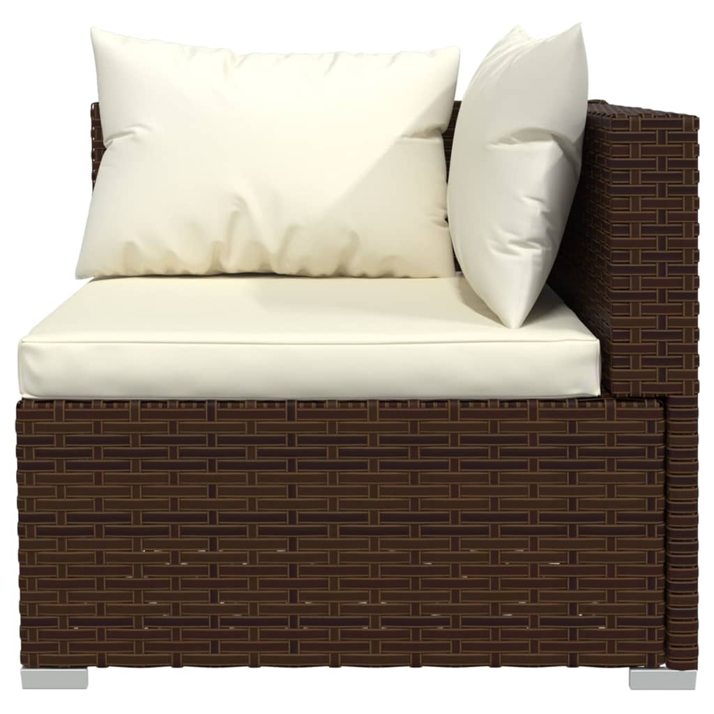 6-delige Loungeset met kussens poly rattan bruin is nu te koop bij PeponiXL, paradijselijk wonen!